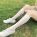 1/2 paio di calze di seta Lolita, calze al ginocchio, calze tubolari JK Girl, calzini lunghi trasparenti bianchi e neri, calze al ginocchio in nylon Lolita Lolita_voghion.com