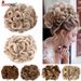Leeons Synthetic Brown Blonde Curly Chignon Messy Bun Comb Clip In Hair Extension Updos Hairpieces For Women_voghion.com