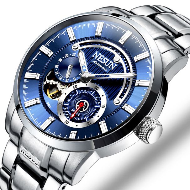 NESUN Fully Automatic Mechanical Watch, Fashionable And Casual Night Light Waterproof Hollow High-end Men's Watch 9813_voghion.com