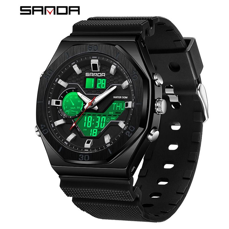 Men's Sport Digital Watch With Multifunction, Waterproof, Night Light, Stopwatch, Alarm, Dual Time, Date Display For Students And Outdoor Enthusiasts_voghion.com