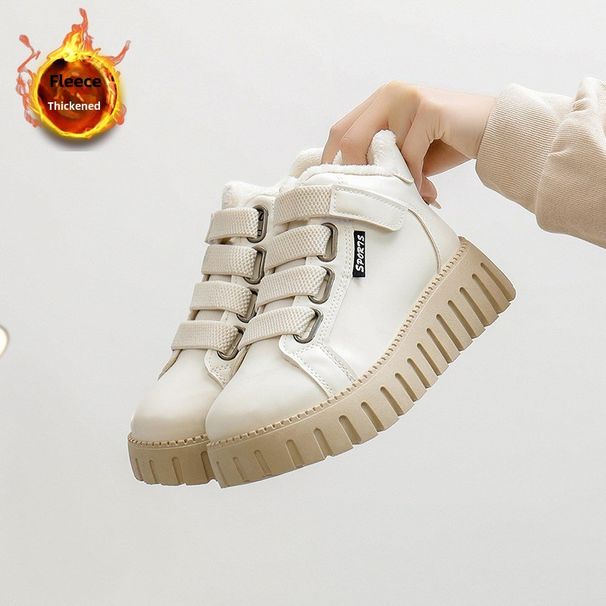 Stivali da neve alti in pile da donna, scarpe termiche per studenti, scarpe casual con plateau in cotone_voghion.com