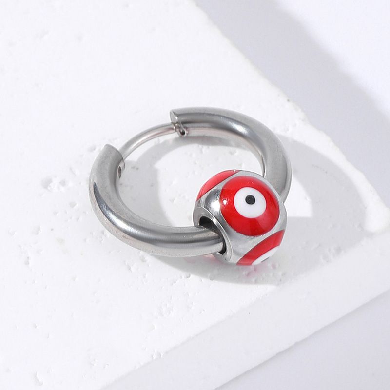 2 STKS Titanium Staal Devil's Eye Hanger Ronde Lijn Oorbellen Roestvrij Staal Oor Bot Gesp Europese en Amerikaanse Oorstekers Ooraccessoires_voghion.com