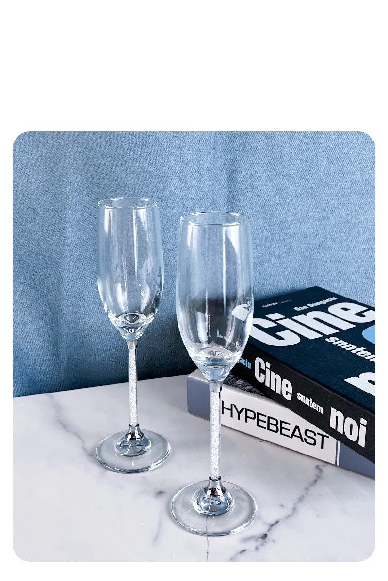 Home & Garden Glass Silver Drill Stem Champagne Glass Hot Product 2 Pack Spot Wholesale Home Wedding Gift High Foot Champagne Glass_voghion.com