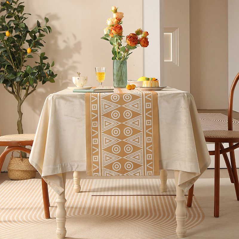 Modern Geometric Table Runner - Heavy Duty & Waterproof, Oil-Resistant Polyester Fabric, Elegant Dining Decor For 6ft/8ft Tables_voghion.com