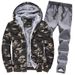 Fleece Men's Tracksuit Hoodie Suit Slim And Thick Warm Camouflage Suit_voghion.com