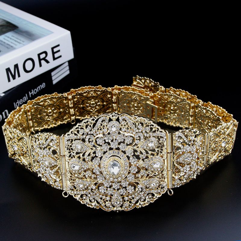 HOT Neovisson Algeria High Quality Gold Color For Women Wedding Dress Waist Belt Chain Full Crystal Ladies Favorite Gift_voghion.com