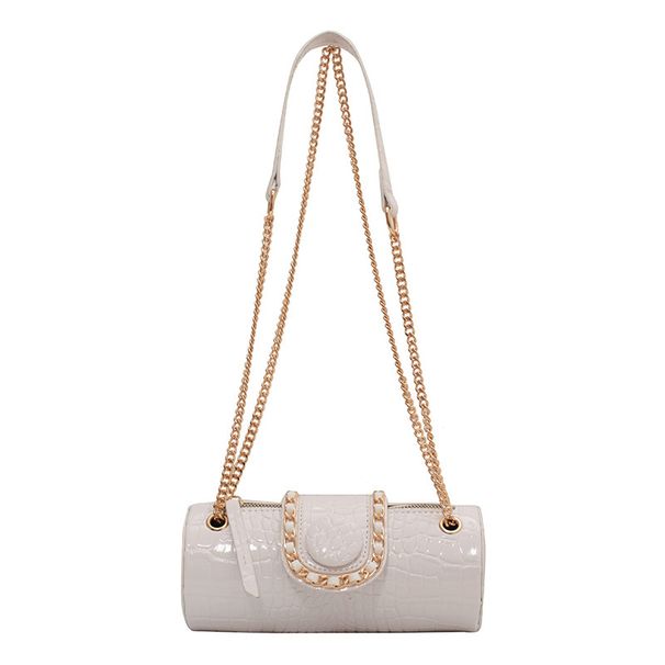 Design di nicchia della moda quest'anno: borsa a secchiello rotonda con catena e motivo a pietra, popolare tra le donne_voghion.com