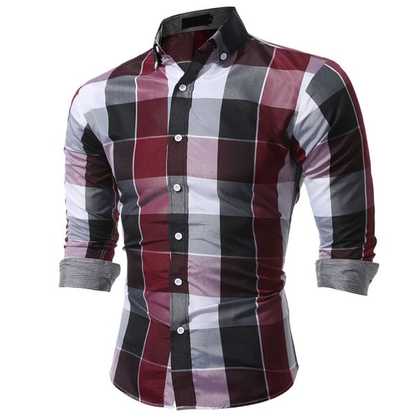 Herrenbekleidung Langarm Kariertes Hemd Mode Revers Casual Shirts_voghion.com