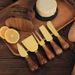 Solid Standable Handle And Fork Butter Acacia Wood Base Cheese Knife Set 6-Piece Gift Box_voghion.com