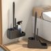 Set scopino WC grigio canna di fucile e bianco - Kit di pulizia in alluminio spaziale da parete con setole angolate, pulitore per fessure e supporto, installazione senza trapano_voghion.com