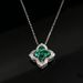 Spezielle Glück vierblättriges Kleeblatt Anbau farbige Edelstein Halskette S925 Silber eingelegt Anbau Smaragd Schlüsselbein Kette einfach_voghion.com