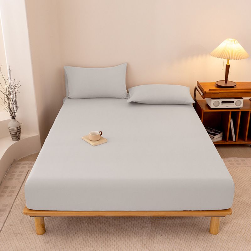Washed Cotton Fitted Sheet - Breathable & Skin-Friendly Bed Skirt Protector For Mattress, Solid Color (Twin/Queen/King Size)​_voghion.com