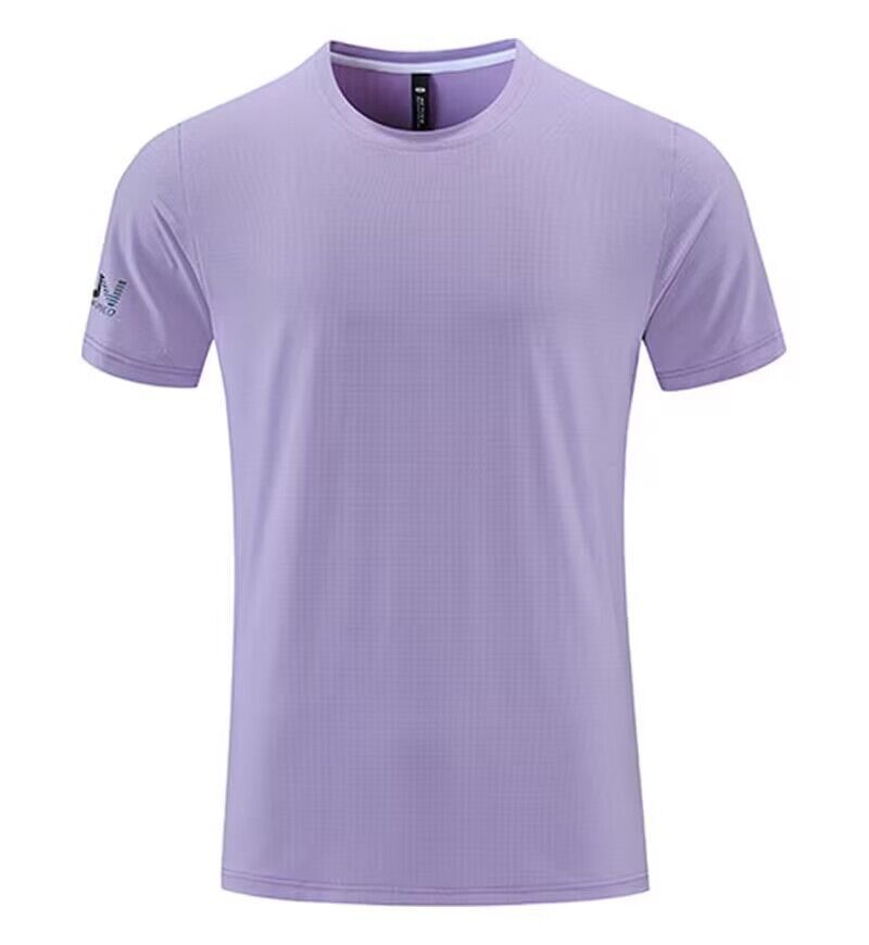 Men's Clothing Solid Color Round Neck Sports Short-Sleeved Ice Silk T-Shirt Quick-Drying Breathable Fitness Running Training Tops_voghion.com