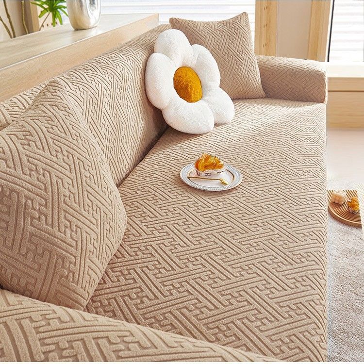 Copridivano elasticizzato color crema - Copridivano antiscivolo ed elastico a protezione totale (tessuto morbido e accogliente, lavabile, a prova di gatto, universale)_voghion.com