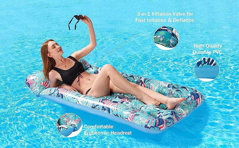 21-Hole Inflatable Water Float Large Swimming Bed Beach Mat For Adults Thickened Ride-On Floating Lounger_voghion.com
