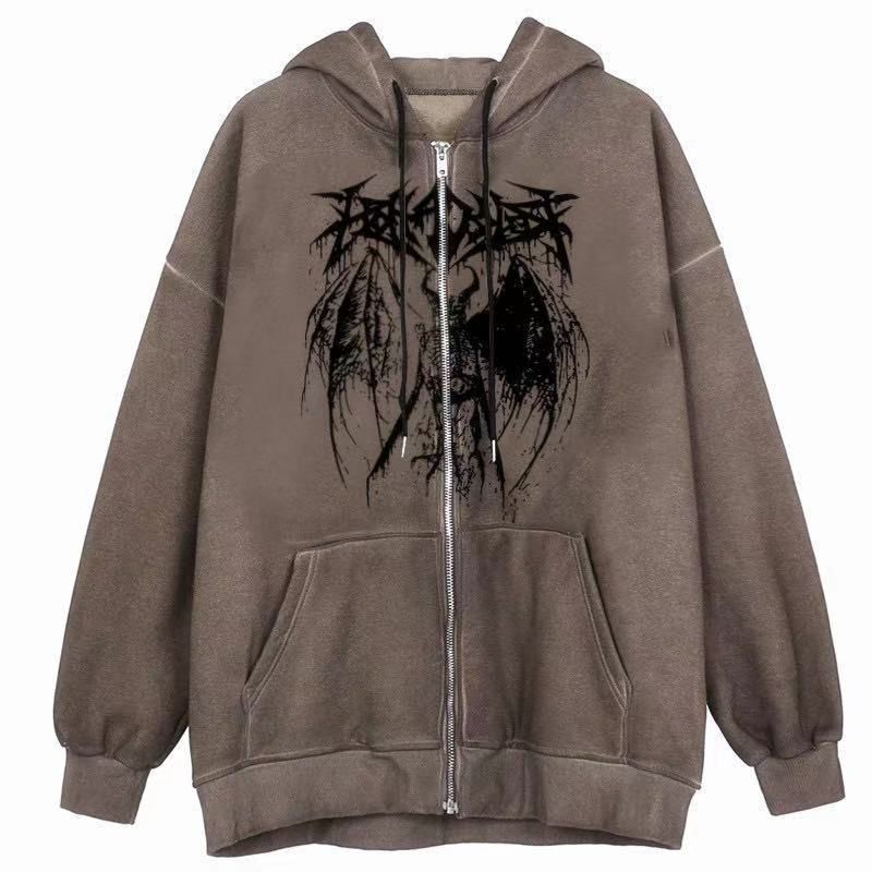 Abbigliamento maschile Nuovo stile Felpa con cappuccio per donna Cardigan con cerniera sportiva da strada larga Giacca Y2k per donna_voghion.com