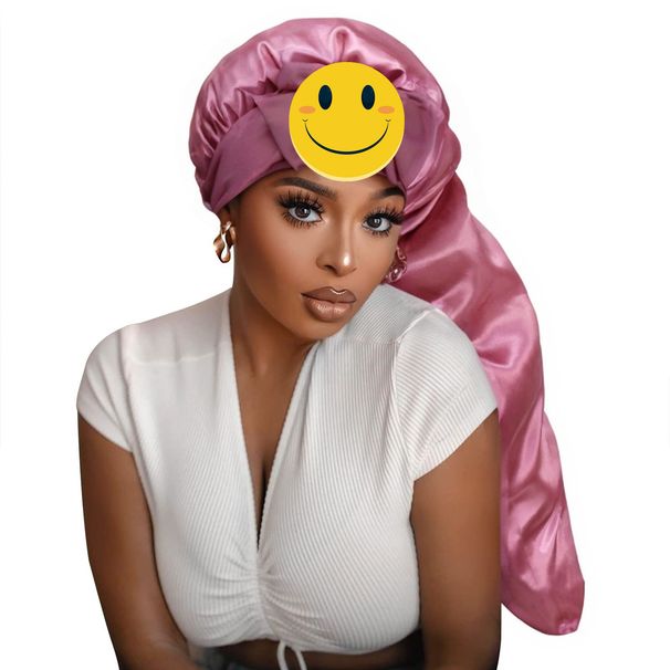 Women's Elegant Satin Sleep Cap With Wide Brim And Bow Tie, Breathable & Comfortable For All Seasons, Perfect For Hair Protection And Beauty Sleep_voghion.com