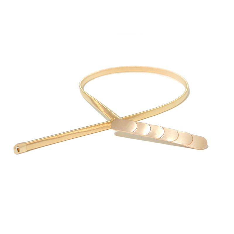 Korean version of women's decorative minimalist thin waistband buckle metal elastic waistband, versatile and fashionable_voghion.com