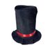 Cappello a cilindro nero per feste di compleanno, cappello a cilindro per cosplay, cappello morbido, cappello a cilindro con nastro rosso nero_voghion.com