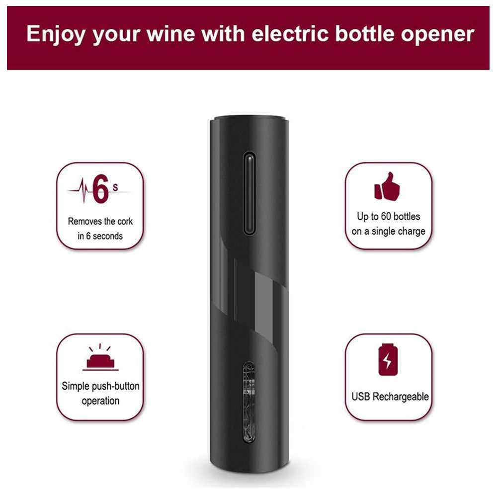 Electric Rechargeable Automatic Corkscrew Wine Bottle Opener With Foil Cutter And Usb Charging Cable Suit For Home Us_voghion.com