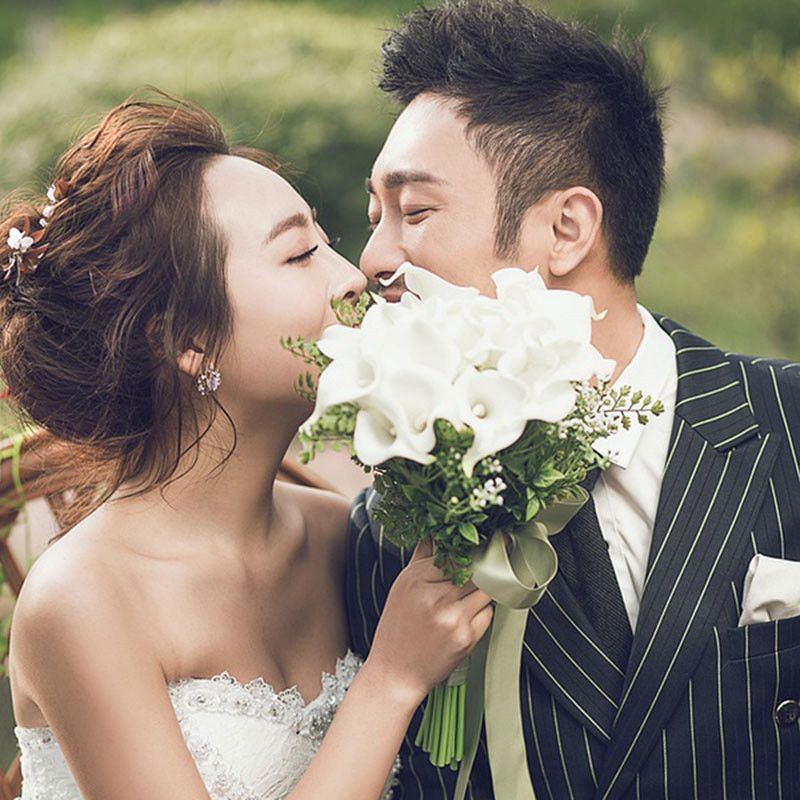 Party Supplies Hand Bouquet Bride Wedding Photo Shoot Lotus Wedding White Hand Bouquet_voghion.com