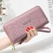 Wallet Card Cases Wallet Women Long Simple Wrist Strap Clutch Bag Double Zipper Large Capacity Mobile Phone Bag_voghion.com