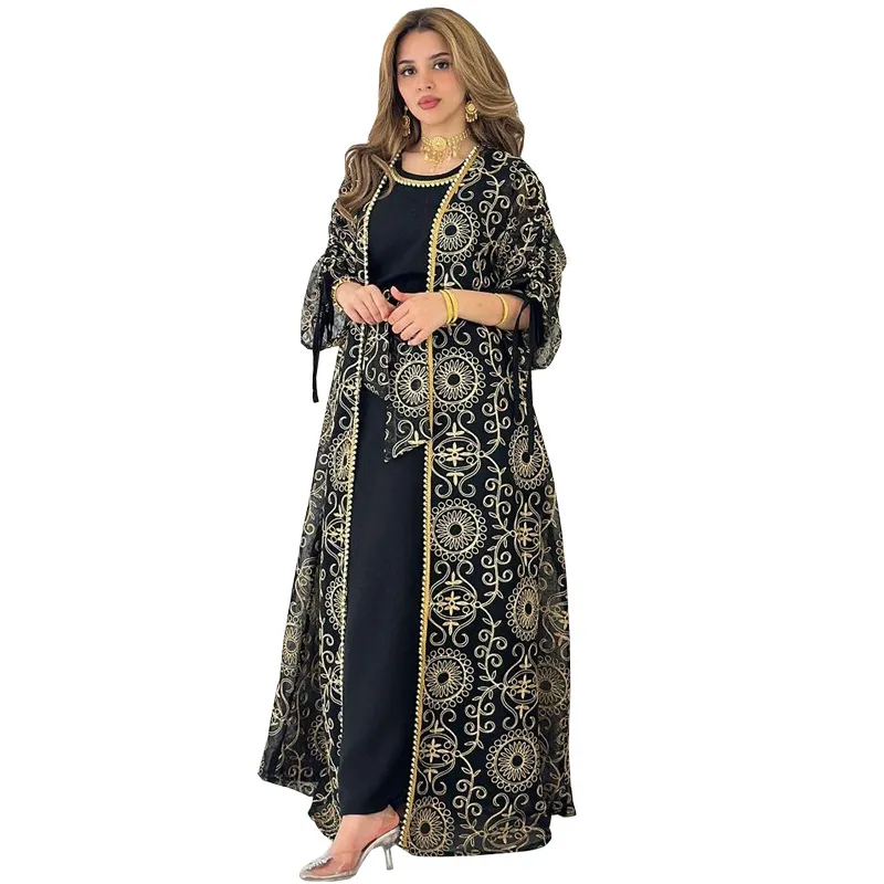 Women's Clothing Jalabiya Muslim Dress Middle East Women's Robe Two Piece Suit Saudi Arabia Dubai_voghion.com