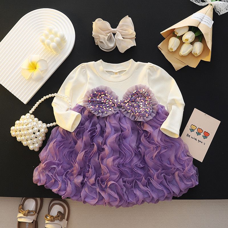 Baby Mädchen Kleid Pailletten Schleife Tutu Kleid Geburtstag Party Kleid Für Baby Mädchen_voghion.com