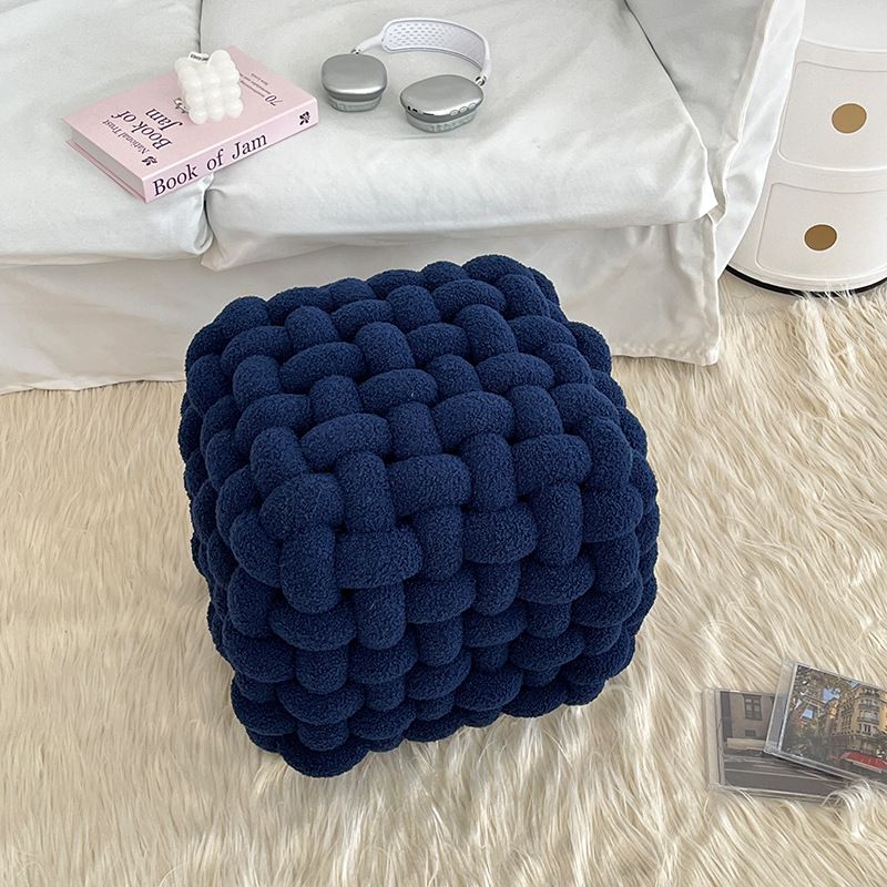 Handgeweven rotan kruk met rugleuning - Boho Chic Poef Ottoman voor woonkamer, slaapkamer en erker_voghion.com