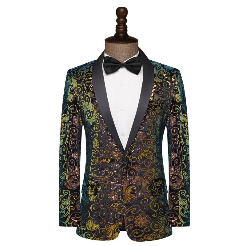 Men's Clothing Sequined Performance Suits Bar Singer Stage Annual Meeting Performance Clothes Host Suit_voghion.com