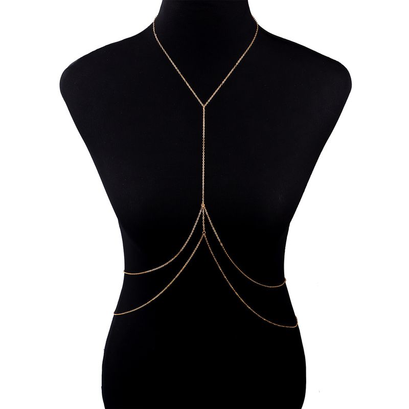 Boho doppellagige BH-Körperkette, goldene Bikini-BH-Kette, Halskette, lange Sklaven-Körperkette, Sommer-Strand-Körperschmuck für Frauen und Mädchen_voghion.com