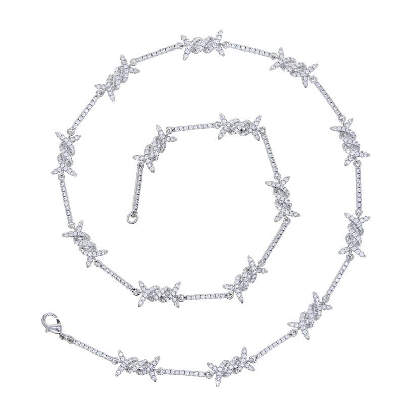 Hip Hop New Thorn Fashion Inlaid Zircon Tennis Chain Couple Necklace_voghion.com