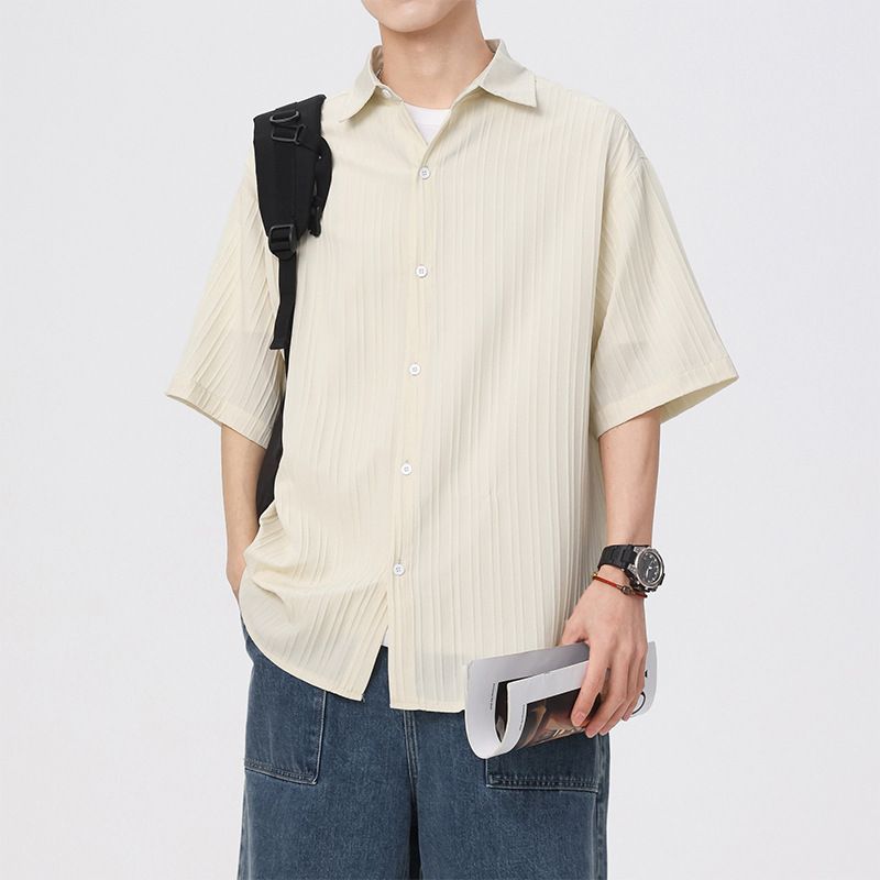New Chinese Textured Short Sleeved For Men In Summer 2024, Loose And Casual Versatile Shirt Jacket_voghion.com
