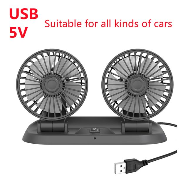 12V 24V Car Electric Fan Two Speed Control Cooler Auto Air Cooling 360 Degree Adjustable Car Air Conditioner Wind-enhanced Fans_voghion.com