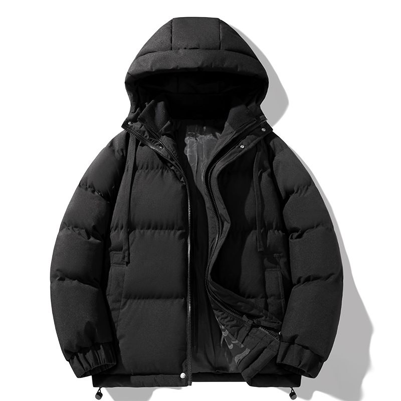 ​​Couple Matching Hooded Winter Coat - Korean Style Fleece-Lined Jacket, Slim Fit, Zip-Up, Thermal Insulated (Black/Beige/Ice Blue/Pink/)​​_voghion.com