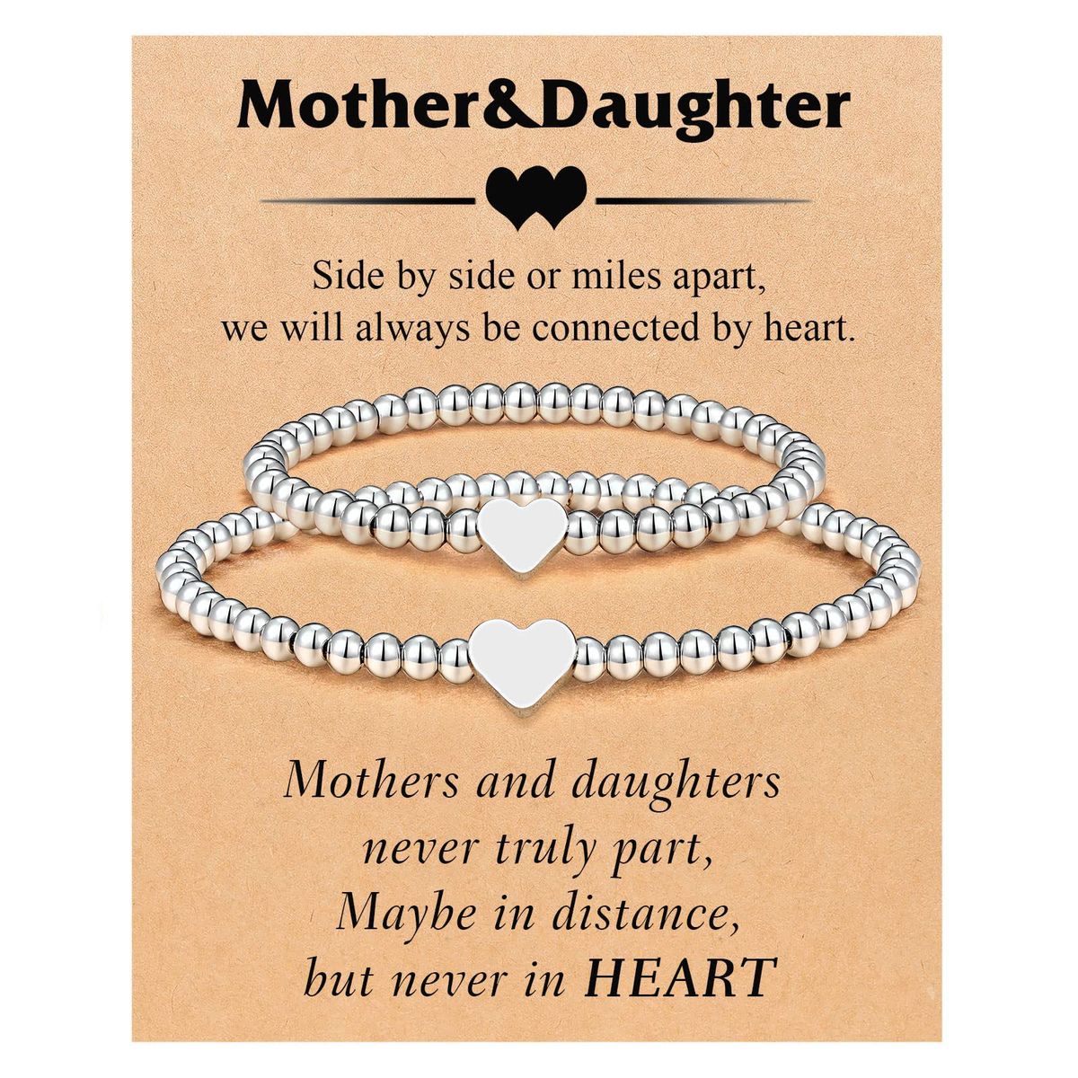 Set di bracciali per madre e figlia, gioielli da donna, regalo per figlia e ragazza, bracciale con catena in argento con perline, bracciale in acciaio inossidabile con scritta "Love"._voghion.com