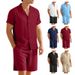 Herrenbekleidung Pendler Casual Button Shirt Kurzarm Herren Urlaub Strandhose Sommer Cardigan Kurzarm Shorts Set_voghion.com