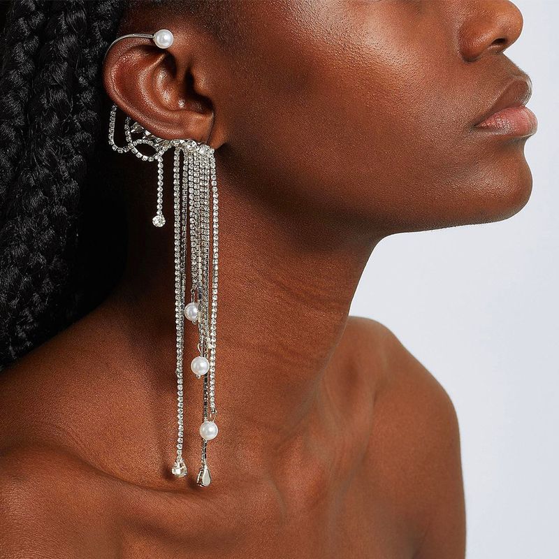 Heißer Verkauf Quaste High-End-Strass Ohr Manschetten übertrieben Zubehör für Frauen Ohrringe_voghion.com