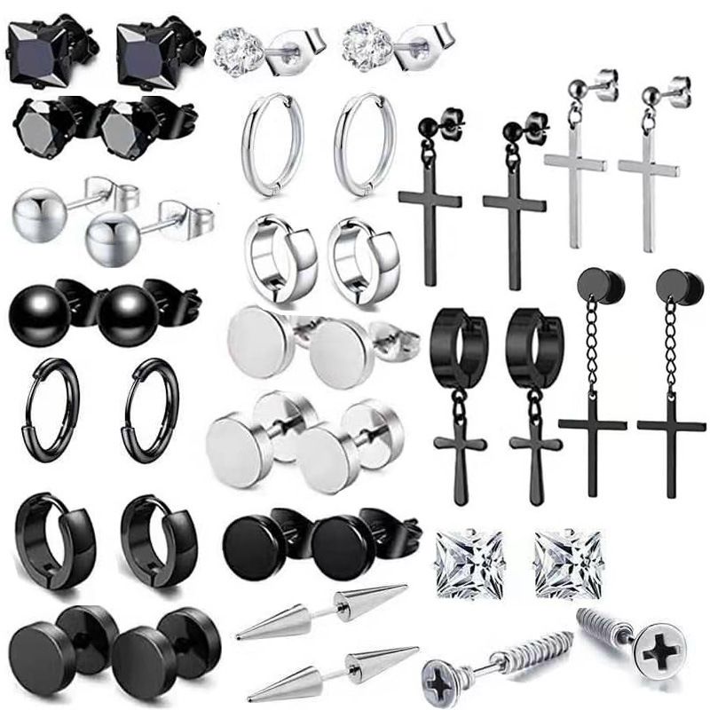 Titanium stainless steel combination set coils, earrings, hanging pendants, ear buckles_voghion.com