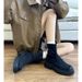 Gravity Shoe Factory Waste Soil Wind Sleeve Brown Skinny Height Increasing Elastic Winter Suede Matta Short Boots For Sale_voghion.com