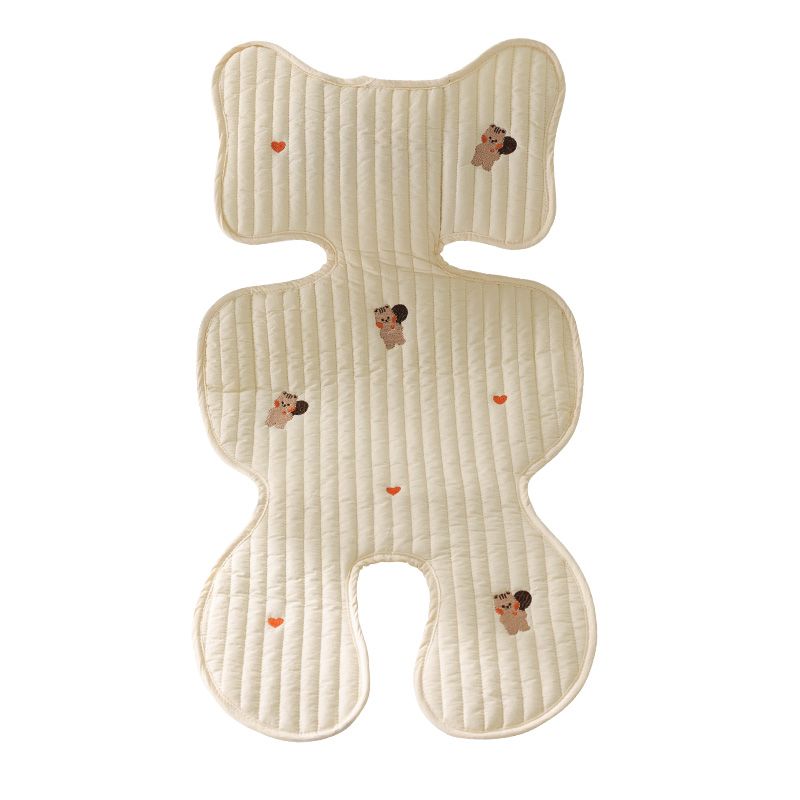 Barnvagnssittdyna Björn Kanin Broderi Alla årstider Bomull Andningsbar Vagnmadrass Spädbarn Nyfödd Barnvagnstillbehör_voghion.com