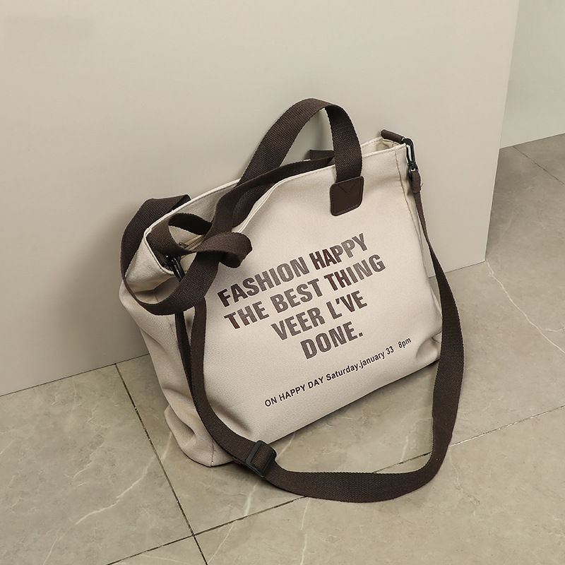 Tote Bag Lazy Wind Canvas Large-capacity 2023 New Niche Student Commuter Bag High-quality Shoulder Bag_voghion.com