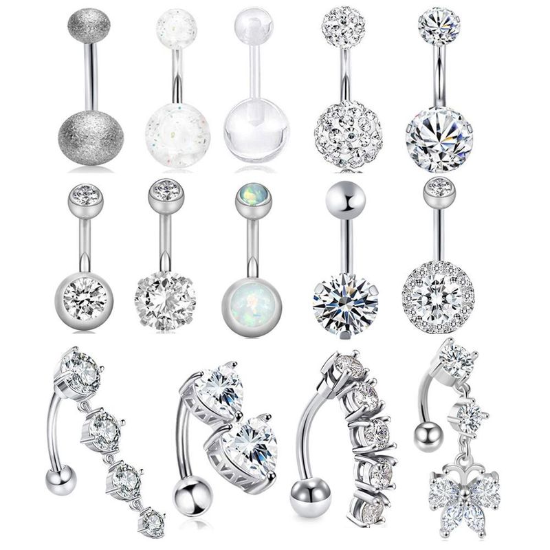 Classic navel ring set navel ring body piercing accessories Belly button rings 14-piece set_voghion.com