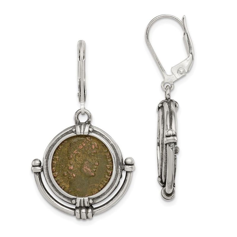 Ancient Coins Sterling Silver And Bronze Antiqued Roman Coin Leverback Dangle Earrings With A Certificate Of Authenticity_voghion.com