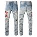 Herrkläder i samma stil katt morrhår rynkiga broderade orm lapptäcke hål elastisk slim fit skinny jeans jeans_voghion.com
