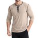 Herren Retro Henley Shirt – Langarm Colorblock Pullover mit 3-Knopf-Leiste (Weiß/Schwarz/Karmesinrot/Marineblau/Mehrfarbig, S-XXL)_voghion.com