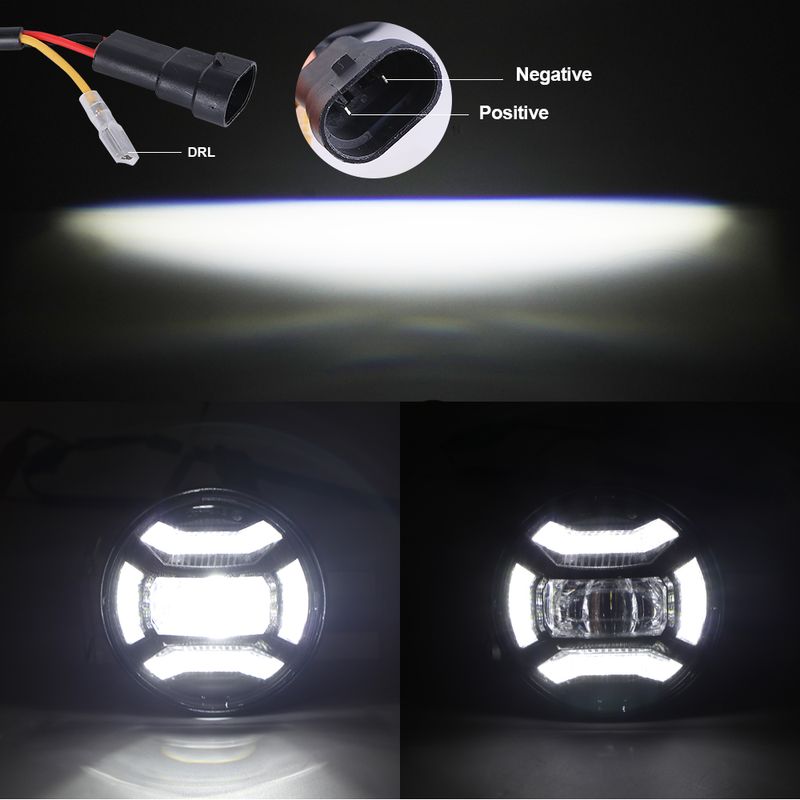 Newest 4.5 Inch Motorcycle Led Fog Lights For Harley Davidsons Electra Glide Softail Fat Boy Touring Plug&Play DRL Front Fog Lamp E-Mark_voghion.com