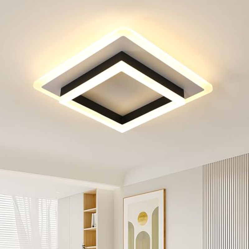 GOECO Acryl-Deckenleuchte, Farbe Weiß + Schwarz, Größe 30 cm, warmweißes Licht 3000 K, 30 W, 220 V_voghion.com