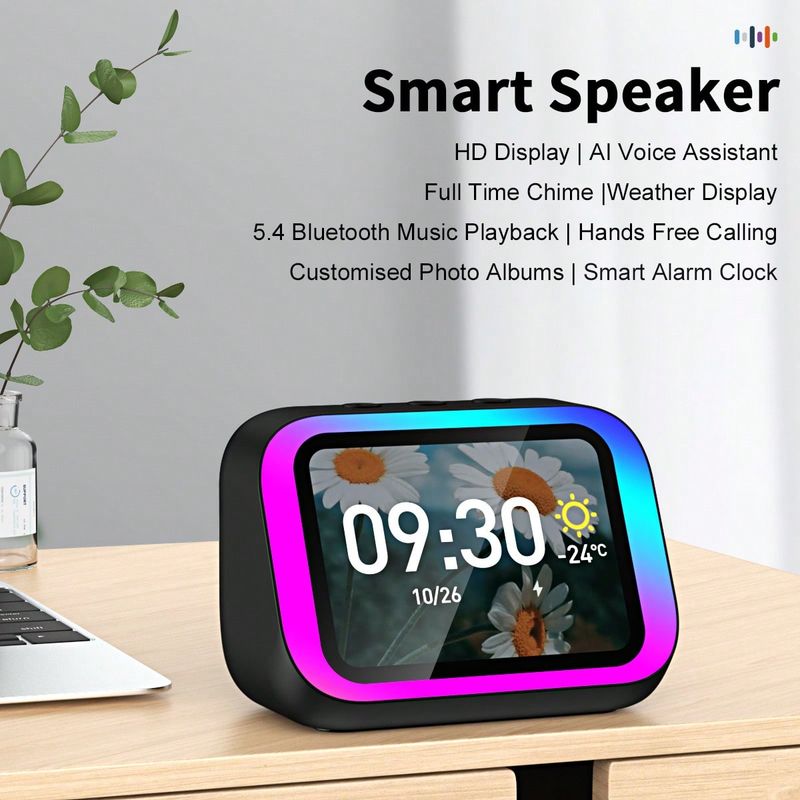 TF26 Pro Smart Speaker For Bluetooth Connection Voice Call Smart Speaker Large Screen Display_voghion.com