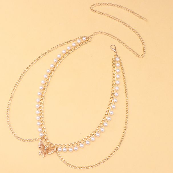Fashionable Versatile Accessories, Simple Multi-layer Metal Body Personalized Butterfly Waist Chain, Inlaid With Bricks_voghion.com